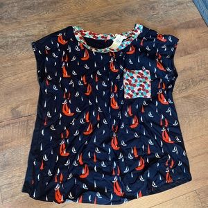 Maeve top, sailboat print sz L